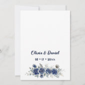 Hochzeitsfeiern in Elfenbein und Silberblauen Einladung (Rückseite)