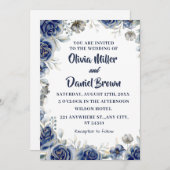 Hochzeitsfeiern in Elfenbein und Silberblauen Einladung (Vorne/Hinten)