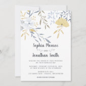 Hochzeitsfeiern in Gelb und Blau Einladung (Vorderseite)