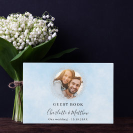 Hochzeitsfeiern in hellblauem Foto Gästebuch