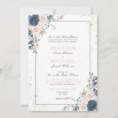 Hochzeitsfeiern in hellblauem Rosa Einladung (Vorderseite)