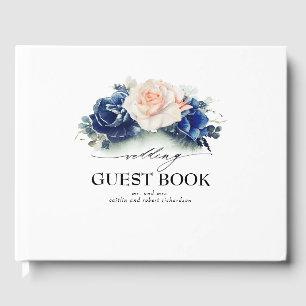 Hochzeitsfeiern in Navy Blue und Peach Watercolor- Gästebuch