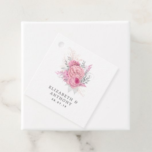 Hochzeitsfeiern in Rosa, Silber und Weiß Geschenkanhänger (Beispiel)