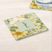 Hochzeitsfeiern in sanften grünen und beigen Blume Rechteckiger Pappuntersetzer (angewinkelt)