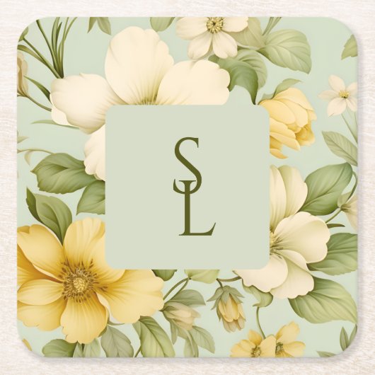 Hochzeitsfeiern in sanften grünen und beigen Blume Rechteckiger Pappuntersetzer (Vorderseite)