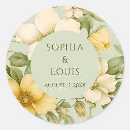 Hochzeitsfeiern in sanften grünen und beigen Blume Runder Aufkleber