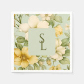 Hochzeitsfeiern in sanften grünen und beigen Blume Serviette (Vorderseite)