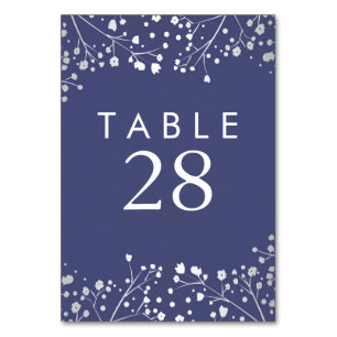 Hochzeitsfeiern in Silver und Navy-Gipskraut-Tisch Tischnummer