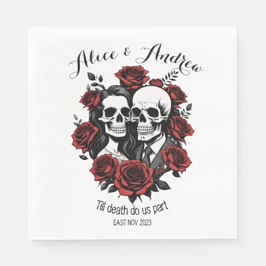 Hochzeitsfeiern in Skull - Rose Serviette (Vorderseite)