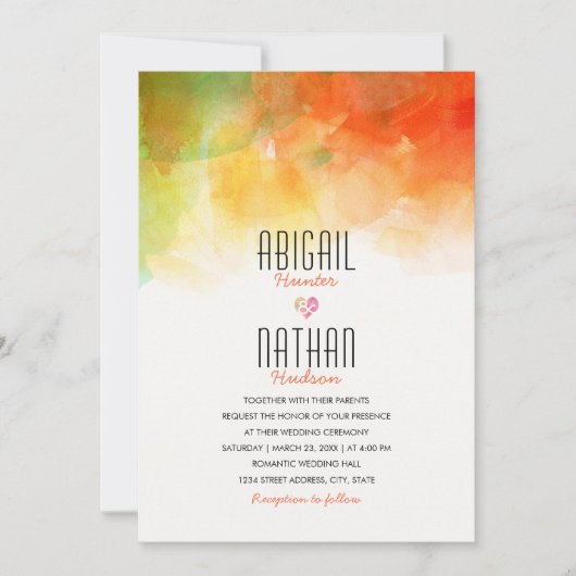 Hochzeitsfeiern in Wasserfarbe Einzigartige modern Einladung (Vorderseite)