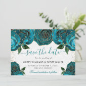 Hochzeitsfeiern mit Aquamariner Wasserfarbe und Go Save The Date (Stehend Vorderseite)