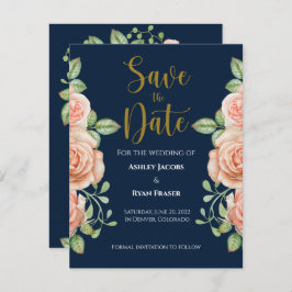 Hochzeitsfeiern mit blauem Gold-Blush Save The Date