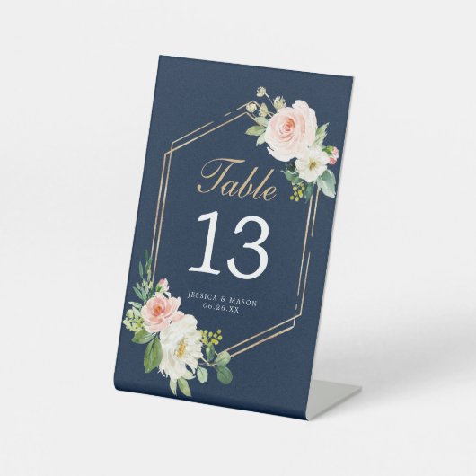 Hochzeitsfeiern mit blauem Gold Sockelschild (Vorderseite)