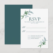 Hochzeitsfeiern mit blauem grünem Blumenstrauß RSVP Karte (Vorne/Hinten)