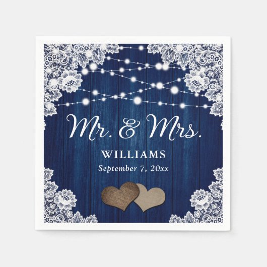 Hochzeitsfeiern mit blauem Holz Serviette (Vorderseite)