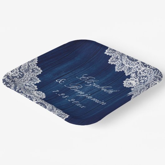 Hochzeitsfeiern mit blauem, rustikalem Holz Pappteller (Gewinkelt)