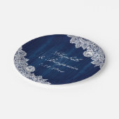 Hochzeitsfeiern mit blauem, rustikalem Holz Pappteller (Schrägansicht)