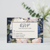Hochzeitsfeiern mit blauem und düsterblütigem Rosa RSVP Karte (Stehend Vorderseite)