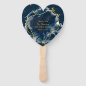 Hochzeitsfeiern mit blauem und goldenem Geometrism Fächer (Rückseite)