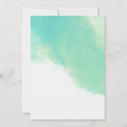 Hochzeitsfeiern mit blauem Wasser und kalligrafisc Einladung (Rückseite)