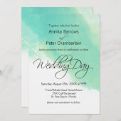 Hochzeitsfeiern mit blauem Wasser und kalligrafisc Einladung (Vorne/Hinten)