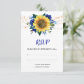 Hochzeitsfeiern mit blauen Blumenblumen RSVP Karte (Stehend Vorderseite)