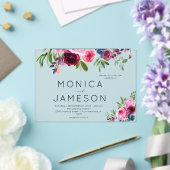 Hochzeitsfeiern mit blauen Blüten in heißen Rosa u Acryleinladungen (In Situ (Hochzeit))