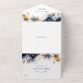 Hochzeitsfeiern mit Blauen und Gold-Blumen All In One Einladung (Außenbereich)