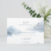 Hochzeitsfeiern mit blauen und weißen Wasserfarben RSVP Karte (Stehend Vorderseite)