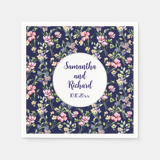 Hochzeitsfeiern mit blauen Wildblumen Serviette (Vorderseite)