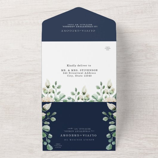 Hochzeitsfeiern mit blauer Navy All In One Einladung (Außenbereich)