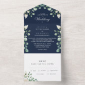 Hochzeitsfeiern mit blauer Navy All In One Einladung (Innen Boden)