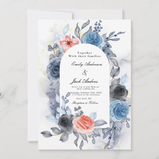 Hochzeitsfeiern mit blauer Rose Save The Date (Vorderseite)