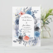 Hochzeitsfeiern mit blauer Rose Save The Date (Stehend Vorderseite)