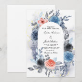 Hochzeitsfeiern mit blauer Rose Save The Date (Vorne/Hinten)