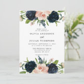 Hochzeitsfeiern mit blauer Rose und blauer Wasserf Einladung (Stehend Vorderseite)