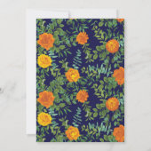 Hochzeitsfeiern mit Blauer Rose und Orangen Einladung (Rückseite)