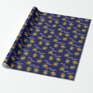 Hochzeitsfeiern mit Blauer Rose und Orangen Geschenkpapier