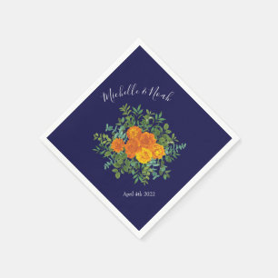 Hochzeitsfeiern mit Blauer Rose und Orangen Serviette