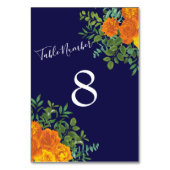 Hochzeitsfeiern mit Blauer Rose und Orangen Tischnummer (Vorderseite)
