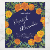 Hochzeitsfeiern mit Blauer Rose und Orangen Weinetikett (Einzelnes Label)