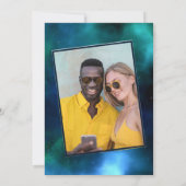 Hochzeitsfeiern mit Blauer und Grüner Galaxie Save The Date (Rückseite)