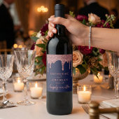 Hochzeitsfeiern mit Blue Rose Gold Dripping Glitze Weinetikett