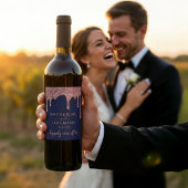 Hochzeitsfeiern mit Blue Rose Gold Dripping Glitze Weinetikett