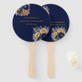 Hochzeitsfeiern mit Blue und Gold Watercolor Fächer (Vorne und Hinten)