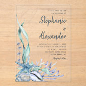 Hochzeitsfeiern mit Blue Watercolor am modernen St Acryleinladungen (Vorderseite)