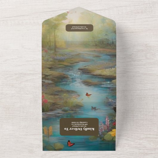 Hochzeitsfeiern mit Blumen All In One Einladung (Außenbereich)