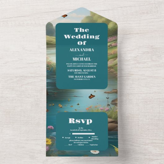 Hochzeitsfeiern mit Blumen All In One Einladung (Innen Boden)