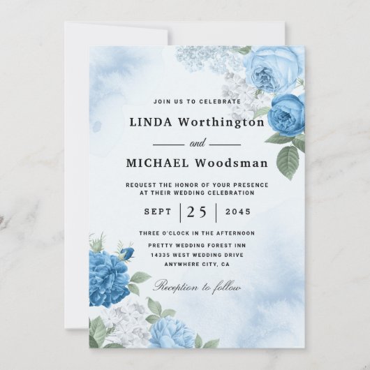 Hochzeitsfeiern mit Blumen Einladung (Vorderseite)