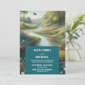 Hochzeitsfeiern mit Blumen Einladung (Stehend Vorderseite)